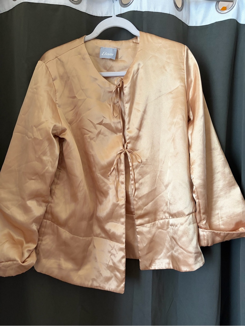 Etam Satin-Look Jacket in Soft Champagne 100% Polyester Material PTP 22”